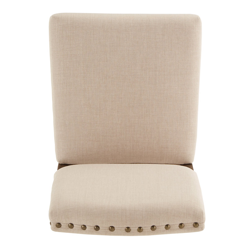 Chaise d'appoint Aldrina, Lin beige, Gris antique