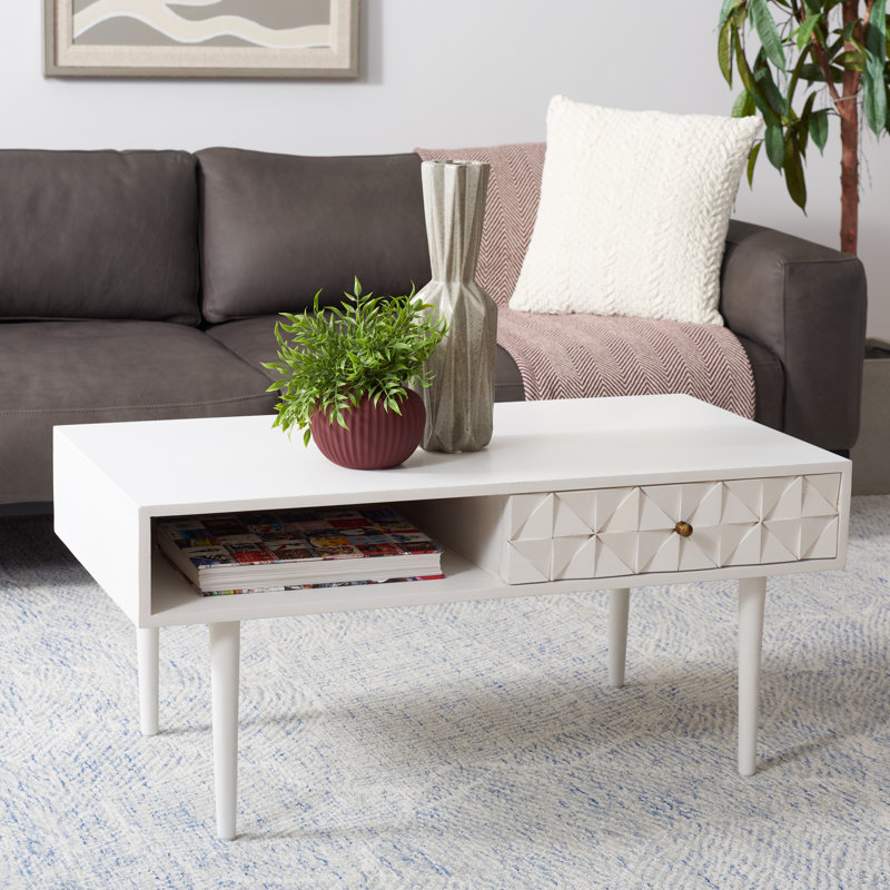 Lilyth Solid Wood Single Coffee Table, White Wash