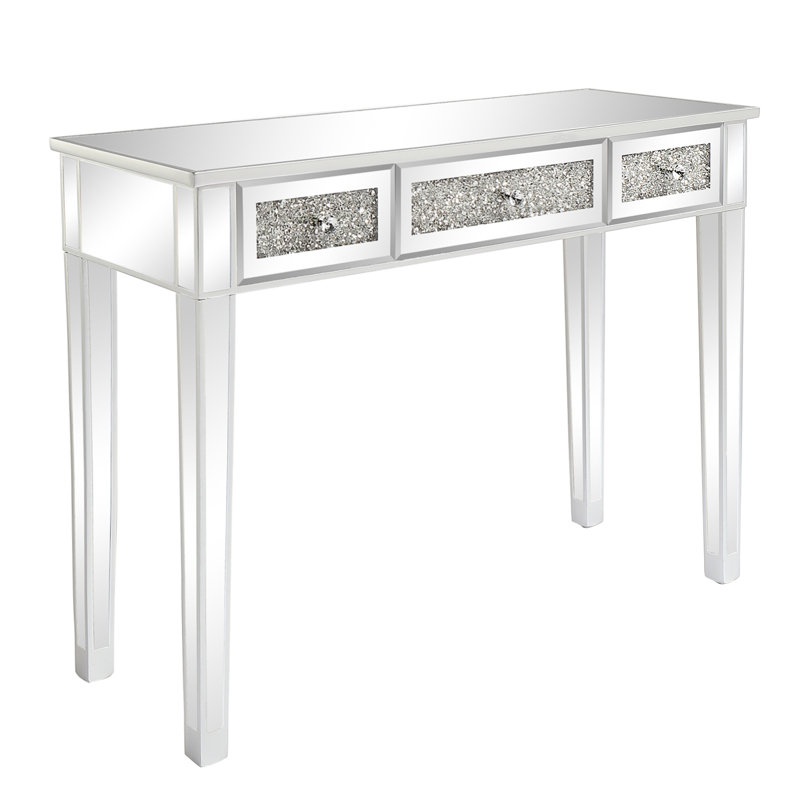Bureau en verre Eashan, H 29,90 po x l 42 po x P 15 po, Argent