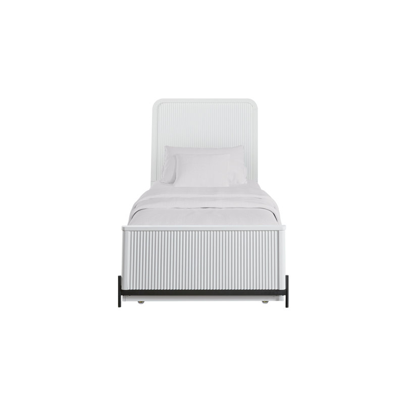 Lit simple transitionnel décontracté avec lit gigogne simple blanc et placage de bouleau
