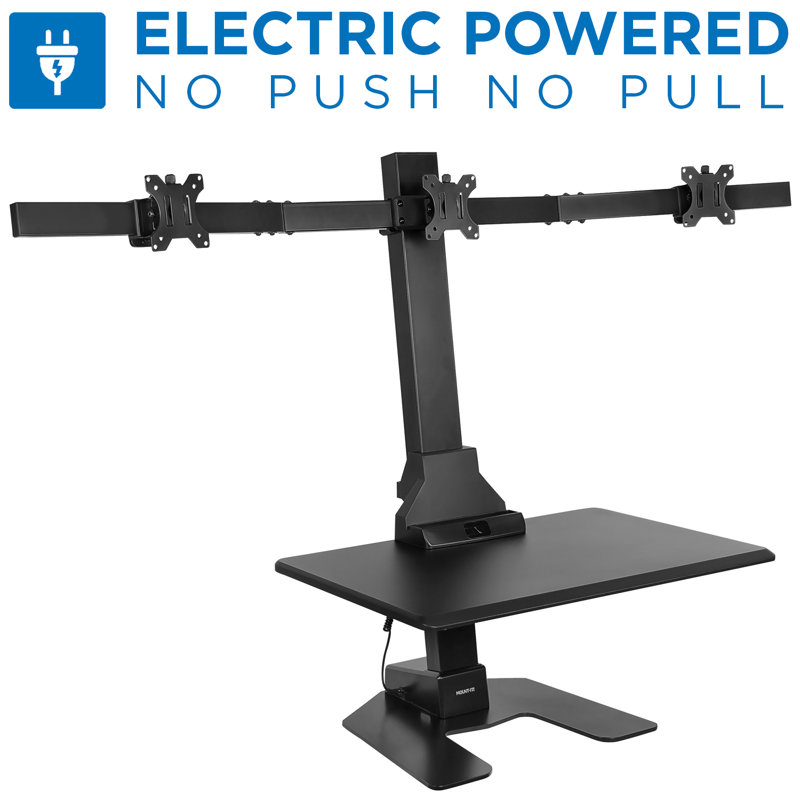 Electric Adjustable Triple Monitor Standing Desk Converter