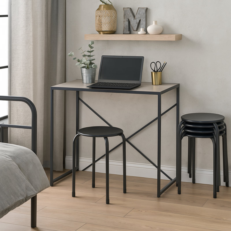 Metal Accent Stool, Black