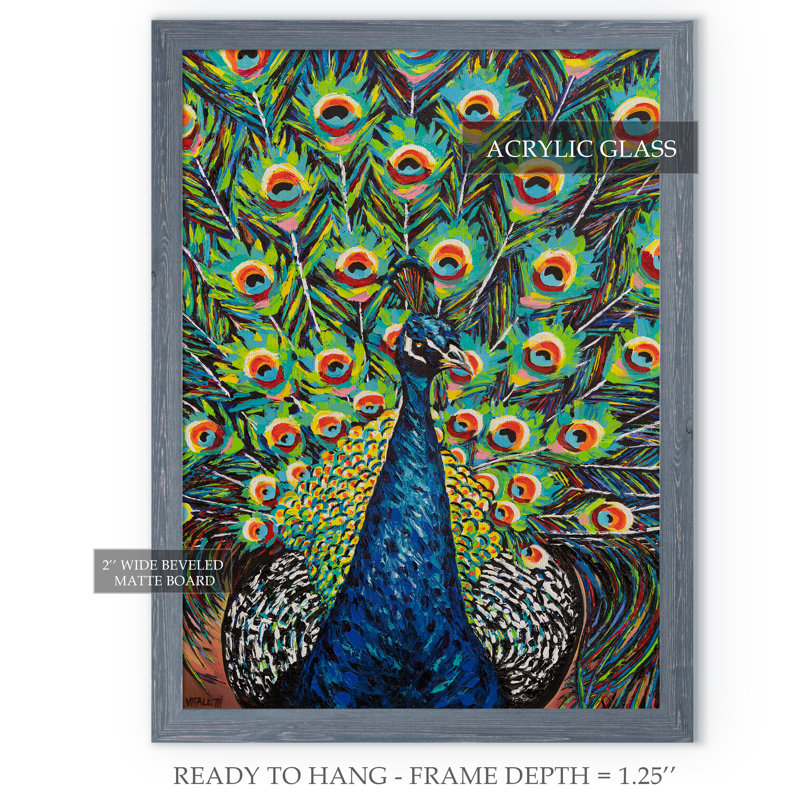 « somptueux peacock ii » par paul cezanne-reproduction d’art sur image, H 32 po x l 44 po x 1,25 po, Toile avec cadre gris