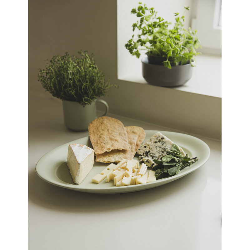 Over&Back Rimmed Oval Serving Platter, Green
