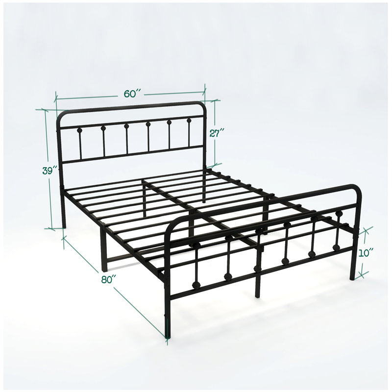 Ashburton Standard Modernism Metal Bed Frame with Headboard and Footboard, No Squeak, No Box Spring Needed, Easy Assemble