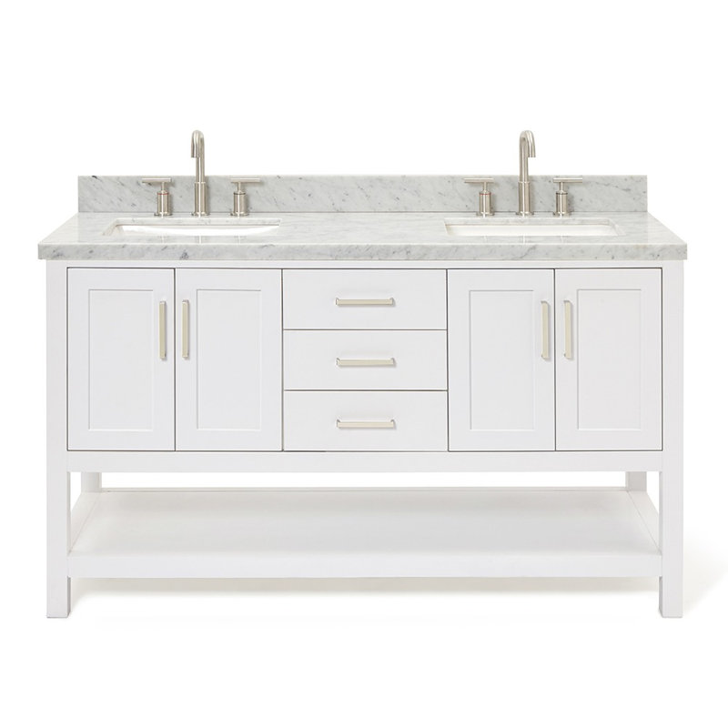 Magnolia Bath Vanity Oval Basin, Rectangle , Carrara White Marble, White