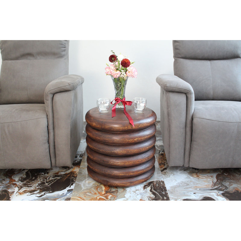 Table de bout cylindrique en bois massif