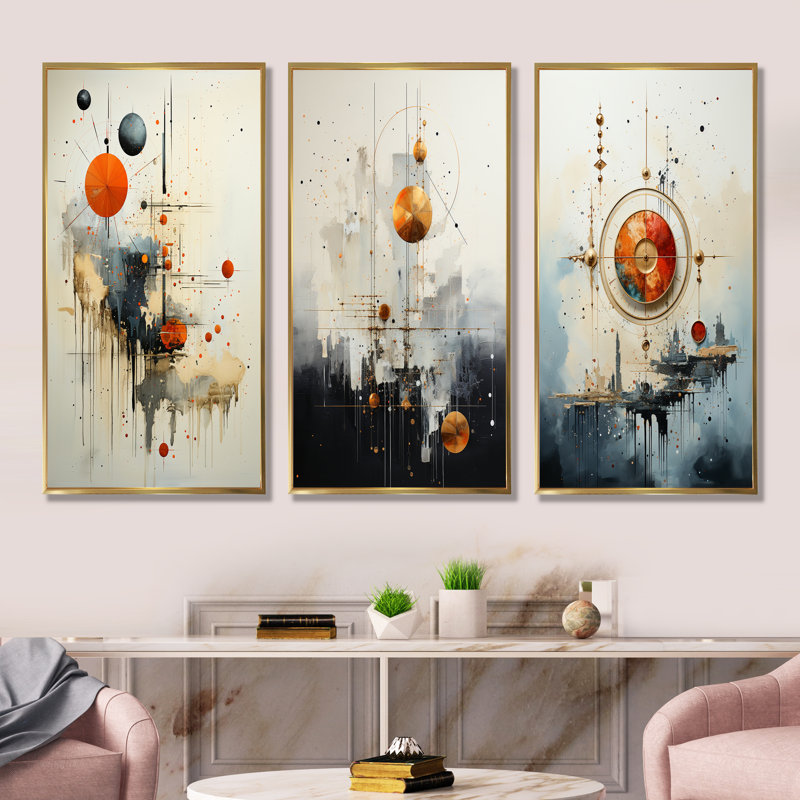 Minimalism Astrology Muted Art, Gold Floater Framed, 40'' H x 60'' W