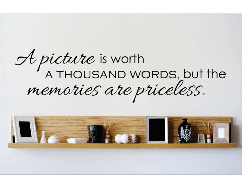 Déadhésif décoratif "a picture is is mille words", H 6 po x l 30 po x P 0,16 po, Noir