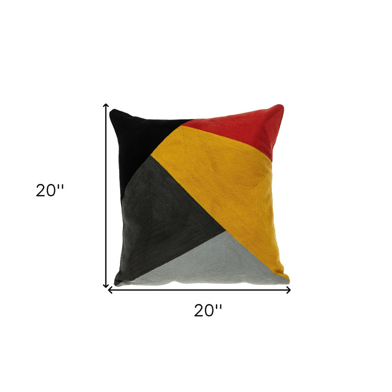 Coussin décoratif à motif géométrique brodé gris 20 po x 20 po Zefro