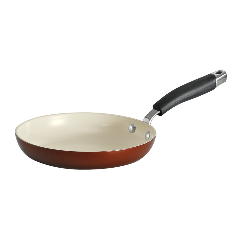 8-Inch Metallic Copper Ceramic Non-Stick Fry Pan with Lid