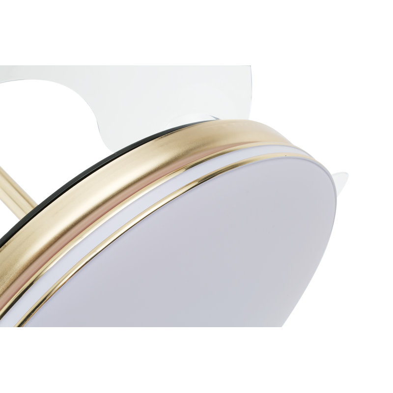 42 po Ventilateur de plafond rétractable moderne avec télécommande et ensemble d'éclairage DEL, Or