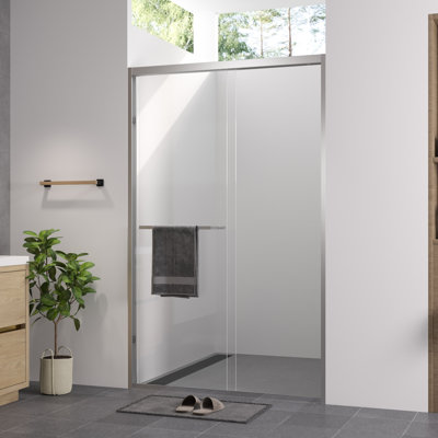 44 - 48"X76" Finished Sliding Glass Shower Enclosure, Double Bathroom Door With 1/4"  6Mm  Clear Tempered Glass, American Design, Easy Assembly