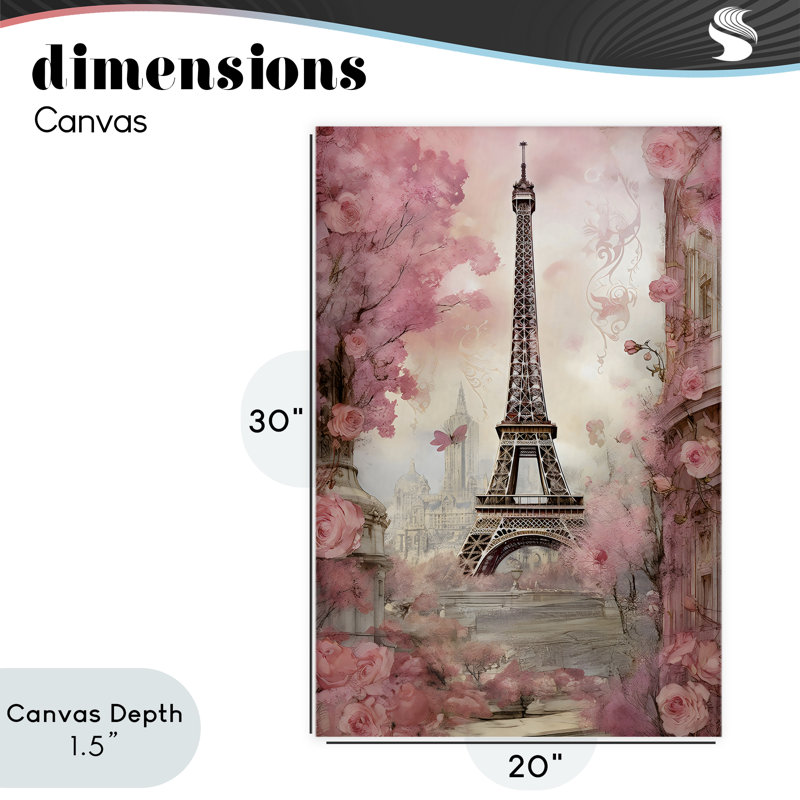 Toile fleurie Paris City View, design par Creative Studio, 30" H x 20" W
