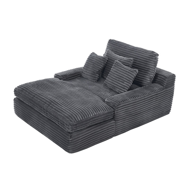 Canapé-lit simple l 53,54 po, Velours côtelé gris