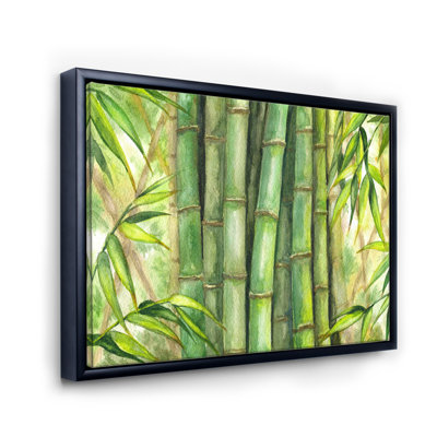Tiges de bambou vert vif - peinture sur toile