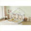 Lit plateforme simple en bois de pin avec 2 lits partagés, garde-corps et amp; Tablettes - blanc crème, aucun sommier nécessaire