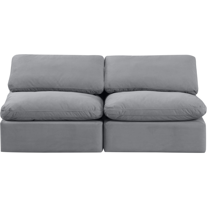 Causeuse rembourrée Hinami, Velours gris