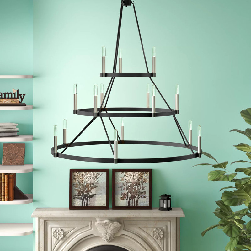 Lustre à plusieurs niveaux de style bougie 15 lumières Lopes