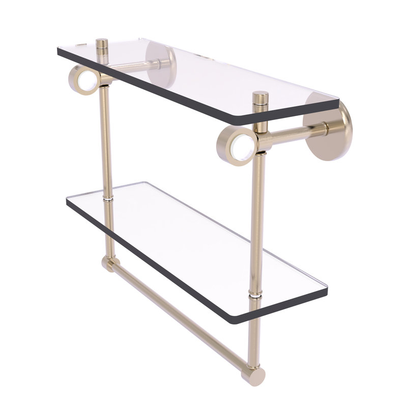 Tablette murale en verre double meuble-lavabo Margolis, Étain antique, H 12,8 po x l 16 po x p 5,6 po