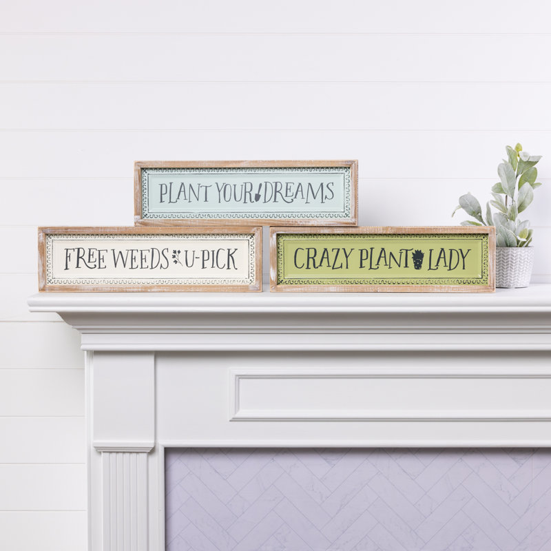  Wood Plant Enthusiast Decor Set of 3 Spring Home Decorations