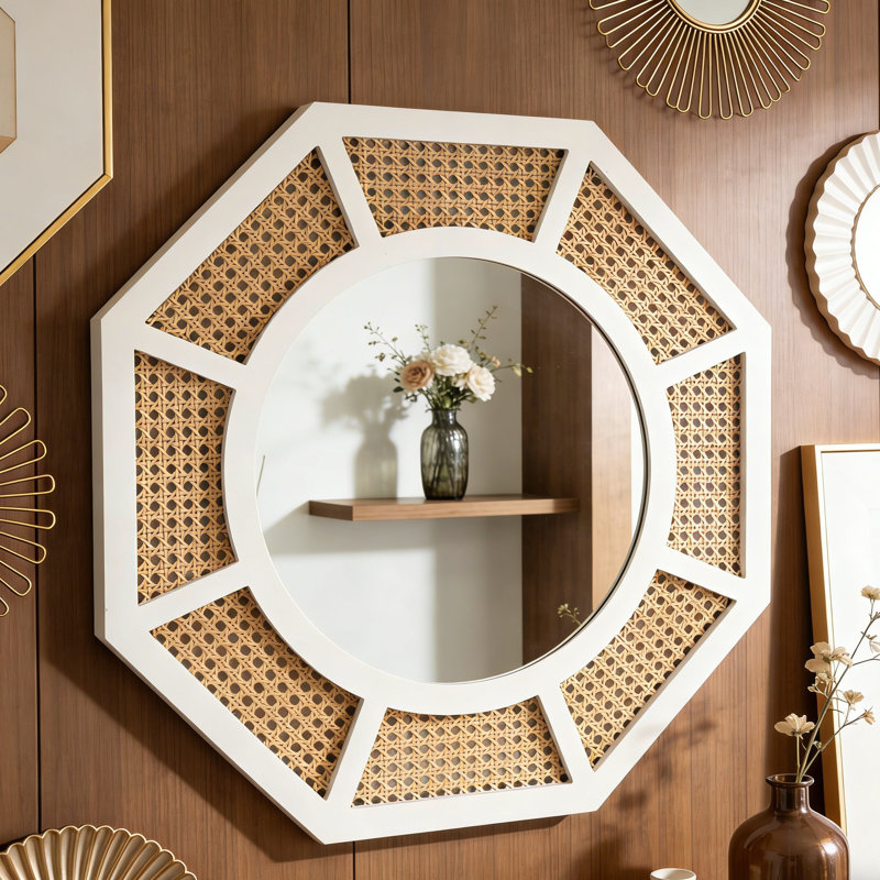 Brandy Rattan Wall Mirror Boho Mirror