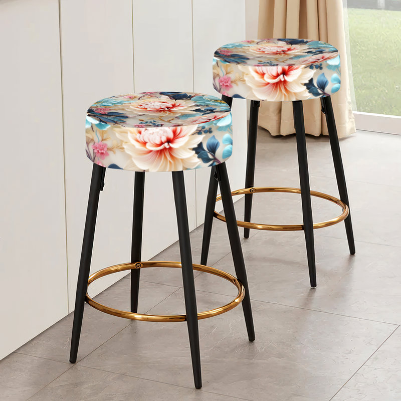 Ensemble de 2 tabourets de bar rococo