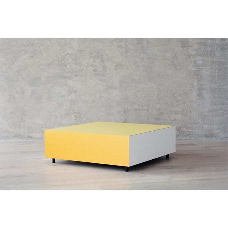 Bloc Coffee Table, 11" H  x 33" L x 33" W, Yellow, Yellow/White