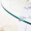 Artistic Coffee Table With White Marble And Wood Grain Collision, Smooth Tempered Glass, Support, Multiple Color Selections Contemporary Double Layer Dual Base Pattern, Oval - Scratch, Easy To