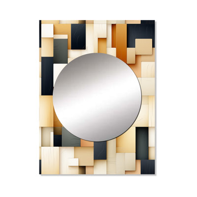 Ferb abstraite blocs taupe Blockchain - miroir géométrique, miroir mural géométrique unique, impression d'art en métal