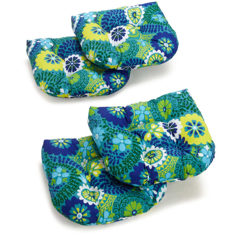 Outdoor 5'' Rocking Chair Seat Cushion, Blue/Yellow