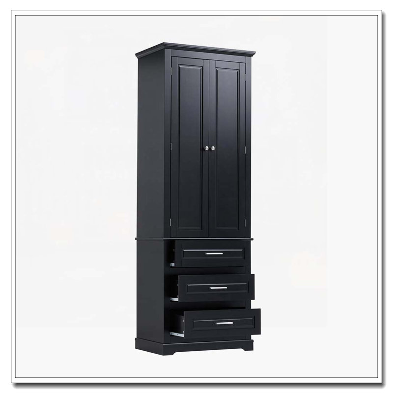 Freestanding Bathroom Storage Cabinet with 3 Drawers, Black
