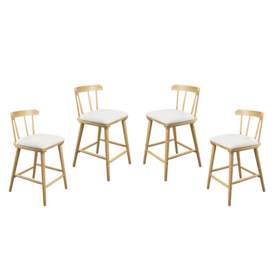 Ensemble de 4 tabourets de comptoir rembourrés en bois avec dossier ouvert Olivia