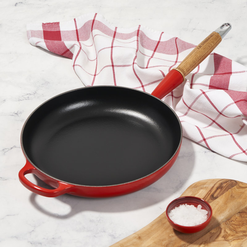 Le Creuset Enameled Cast Iron Alpine Wood Handle Fry Pan, 2.25Qt. - Flame, Shallot