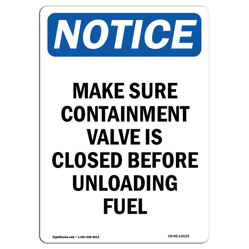 Make Sure Containment Valve Is Sign