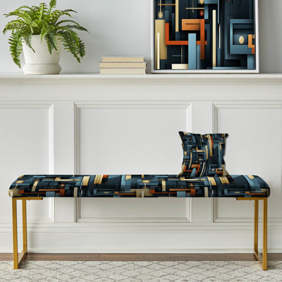Banc rayé rembourré or