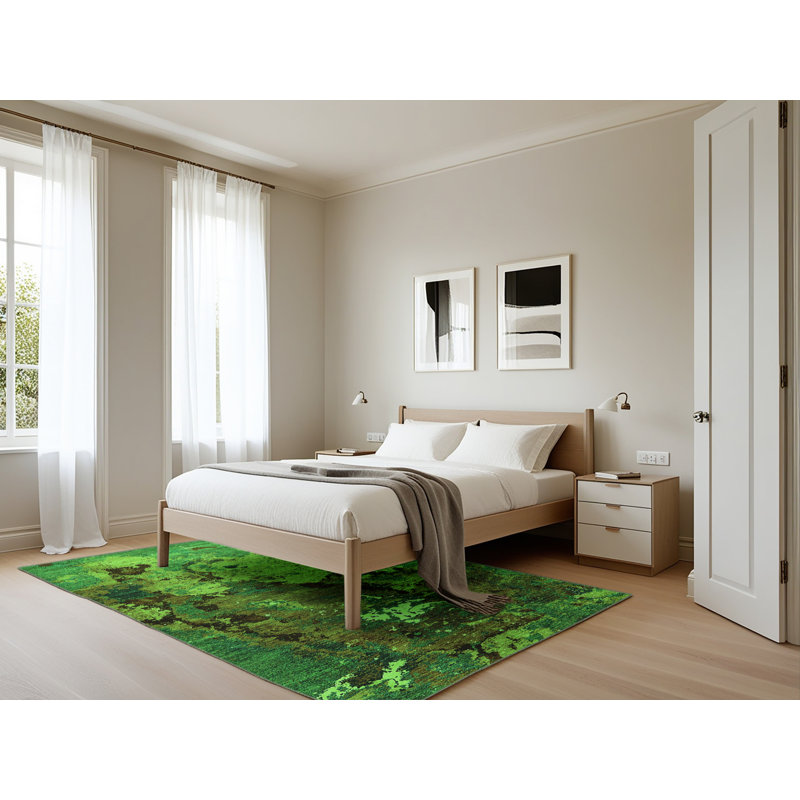 Washable Abstract Indoor Rug, Rectangle 5' x 7'