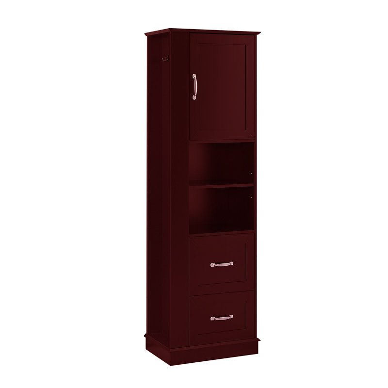Armoire de rangement avec tiroirs et tablettes ouvertes Chanson, Brun