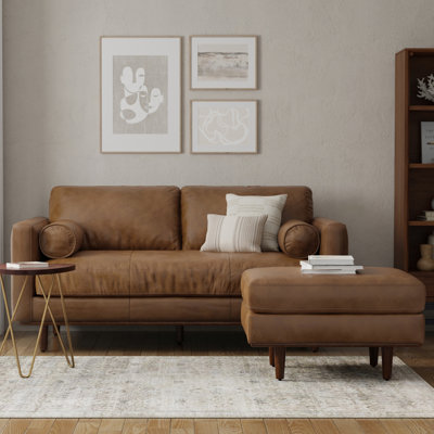 Ensemble de canapé et repose-pieds Morrison en cuir véritable