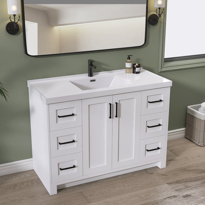Meuble-lavabo autoportant 48 po Rosaleta, Blanc