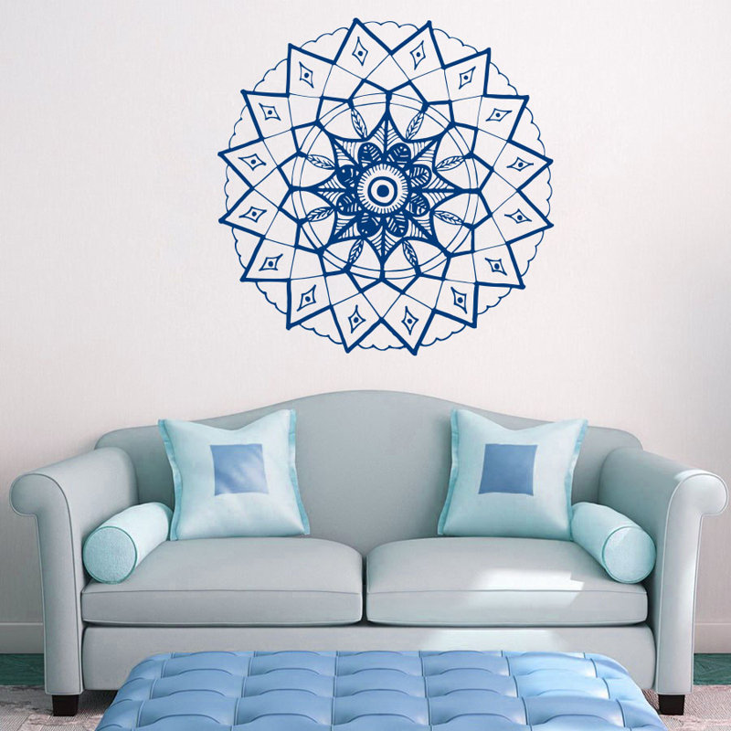 Adhésif décoratif mandala yoga, H 20 po x l 22 po, Bleu glacier