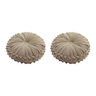 Velvet Round Cushion Taupe - Set Of 2