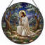 Panneau de vitrail en verre coloré Jesus Prayer, 7,8 heures-689925496