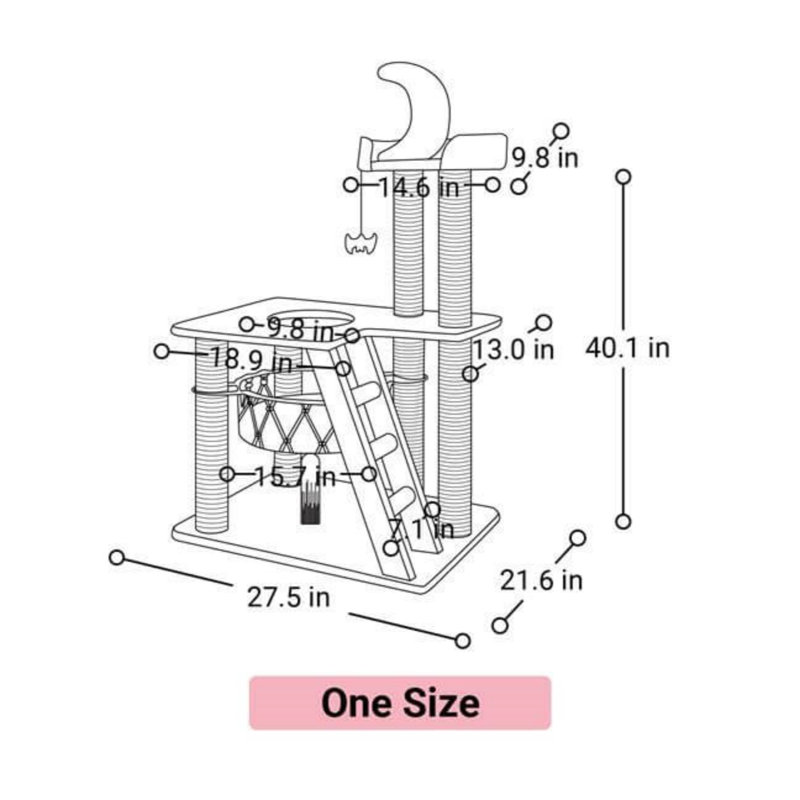40.9" Nightfall Cat Tree With Coffin Bed, Black Cat Tower With Soft Mat And Sisal Scratching Posts