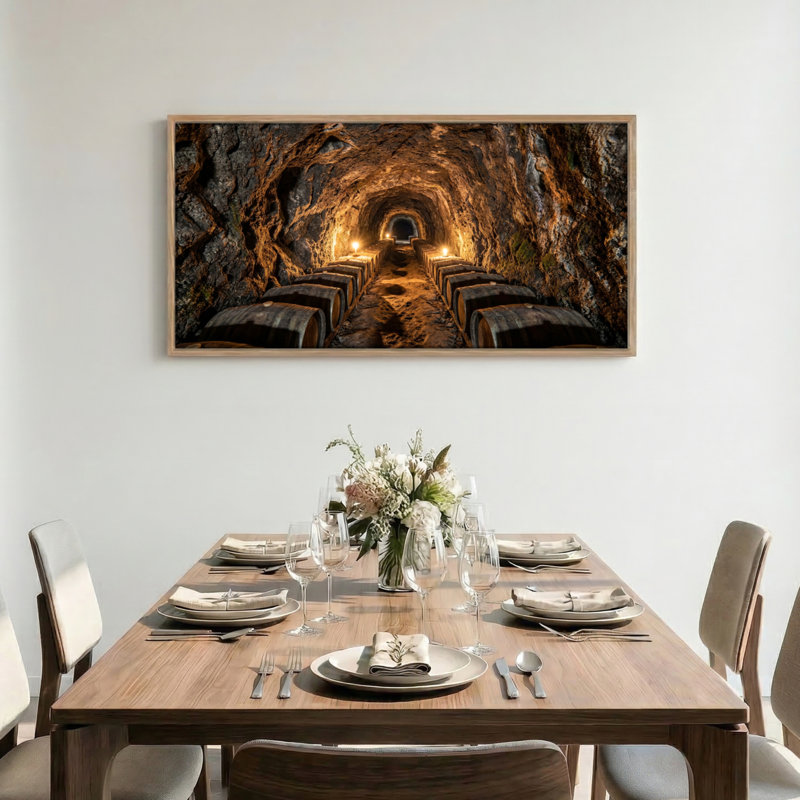 Tableau encadré sur toile représentant un tunnel de mine, 1 pièce, 147 x 71 cm, 58 po x 28 po