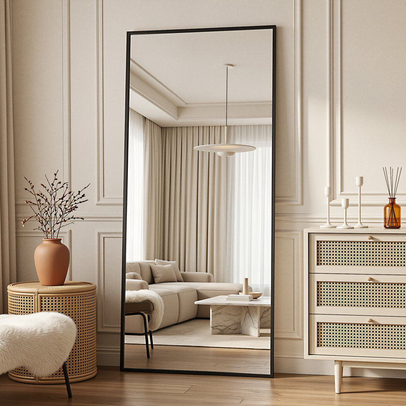 Oversized Full Length Mirror with Stand, Standing Mirror Full Body, Floor Mirror with Aluminum Alloy Framed Rectangle Wall Mirror