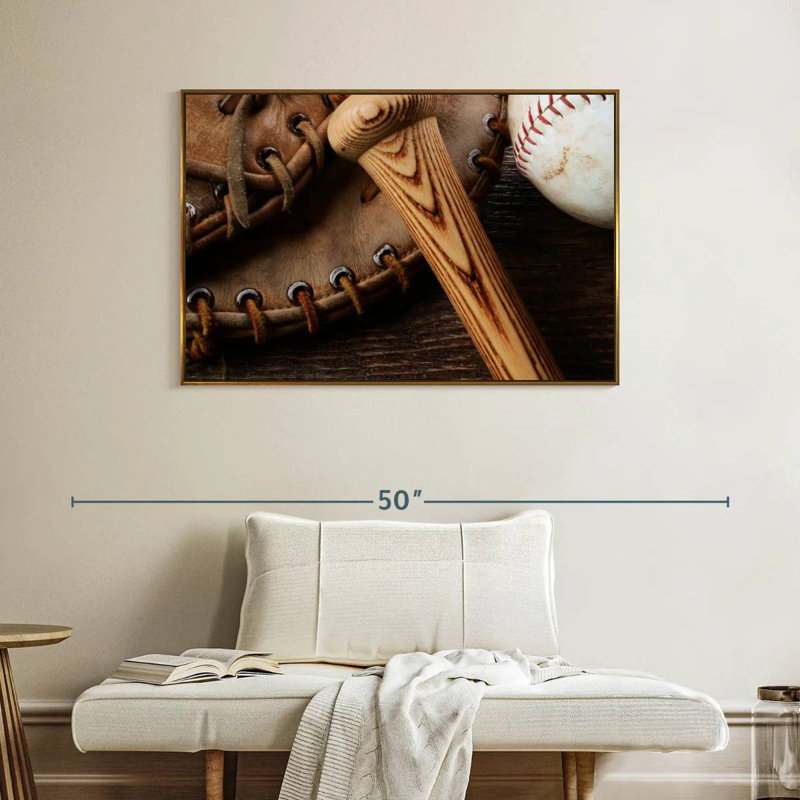 Old Old Baseball Stuff, Cadre flottant doré, 40 po x 27 po