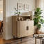 Armoire de rangement cannelée à portes tambour rondes (bois)-1601615380
