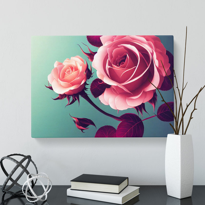 Magical Rose Flowers - Wrapped Canvas, 40cm H x 60cm W x 3cm D