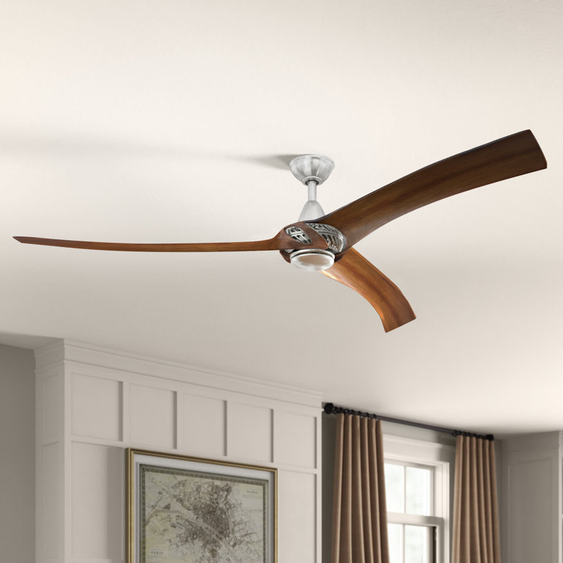 Burwell 62'' Ceiling Fan with LED Lights, Nickel with Walnut Blades